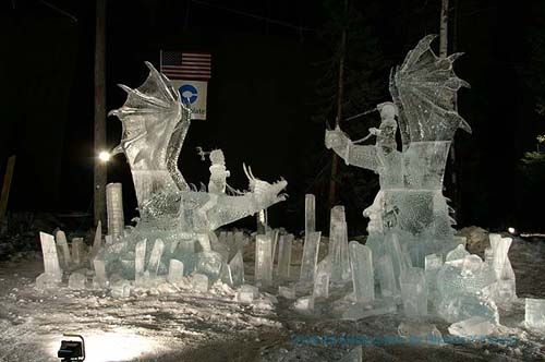 Two ice dragons with riders